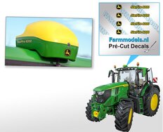 4x JD Starfire 6000 GPS Autopilot sticker set op TRANSPARANT 1.6mm hoog Pré-Cut Decals 1:32 Farmmodels.nl 