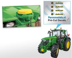 4x JD Starfire 7000 GPS Autopilot sticker set op TRANSPARANT 1.6mm hoog Pré-Cut Decals 1:32 Farmmodels.nl 