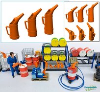 3x SCHENKTUITEN (3 verschillende maten)  Materiaal resin in ORANJE MATT gespoten geleverd 1:32