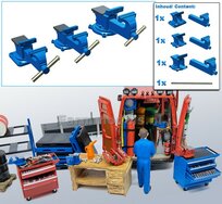 Set van 3x BANKSCHROEF BLAUW, Bankschroeven zijn beweegbaar Resin, VERKEERSBLAUW Gespoten geleverd 1:32