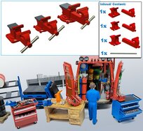 Set van 3x BANKSCHROEF ROOD, Bankschroeven zijn beweegbaar Resin, SCHUITEMAKER ROOD Gespoten geleverd 1:32