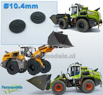 2x Eindvertragingen/ Planeetkappen Ø 10.4 mm Resin, CLAAS GRIJS Gespoten, o.a. geschikt voor de CLAAS & LIEBHERR Farmmodels velgen 1:32 