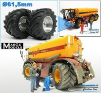 VREDO VT 7028: 2x Michelin 1050 lagedruk Banden Ø 61.5 x 33.3 mm + ALUMINIUM velgen BLANK geleverd 1:32 Farmmodels Custom Line Series    