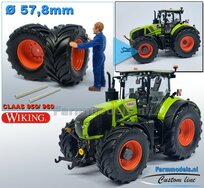 CLAAS 950/ 960 Wiking: 2x Vredestein Banden Ø 57.8 mm Kunststof Velgen CLAAS ORANJE Gespoten  1:32   Farmmodels Custom Line Series  