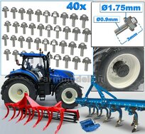 40 Stuks ALUMINIUM kleur  MOEREN op DRAAD-EIND  Afm. Ø 1.75 x 3mm    6-Kant Moer + O-Ring     Materiaal: RESIN op kleur geleverd  1:32  