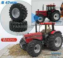 CASE IH WIKING: 2x Brede Banden Ø 47 x 20.5 mm + ALU. velgen ALUMINIUM METALIC gespoten geleverd 1:32 Farmmodels Custom Line Series  