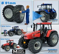 CASE CS150/ NH T7550 BP: 2x Brede Banden Ø 61 x 25 mm + ALUMINIUM velgen ALU-METALIC Gespoten geleverd 1:32 Farmmodels Custom Line Series  