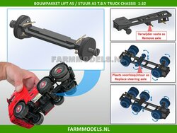 Sleep-/stuur-/lift as t.b.v. universeel Vrachtwagen Chassis Farmmodels Bouwpakket Basis 1:32 (HTD)                 