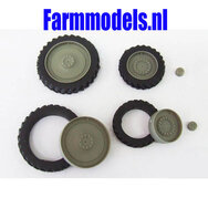 Cultuurwielenset vooras Ø 44 mm/ achteras Ø 59 mm (grijze velg) (04211)             