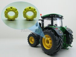 2x Wielgewicht John Deere Geel gespoten (7310R) Ø 24.5 mm, uit massief Aluminium gefreesd, 1:32                    