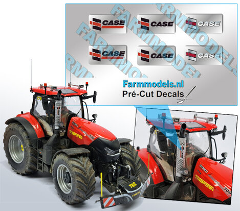 3x 2 stuks assorti stickers CASE IH tbv Beschermkap voor Uitlaat chrome Pré-Cut Decals, Farmmodels.nl, 1:32