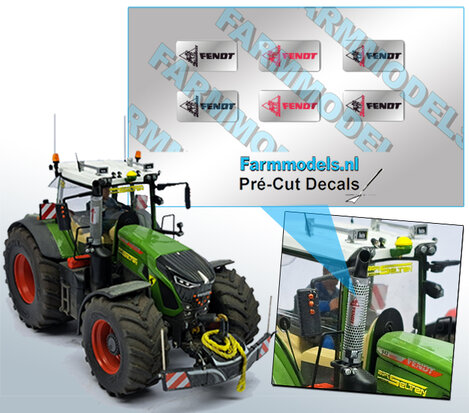 3x 2 stuks assorti stickers FENDT tbv Beschermkap voor Uitlaat chrome Pré-Cut Decals, Farmmodels.nl, 1:32