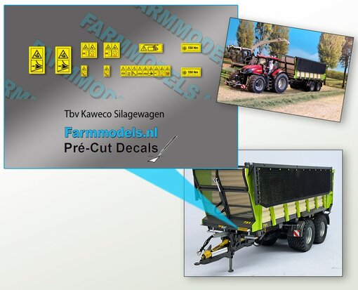 Gevarensticker set tbv Kaweco Silagewagen 1:32 Farmmodels.nl