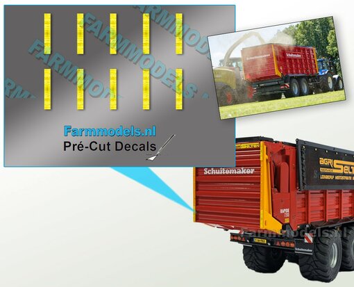 1x set van 10 reflectorstrepen tbv Schuitemaker SIWA 720/840 Pré-Cut Decals 1:32 Farmmodels.nl