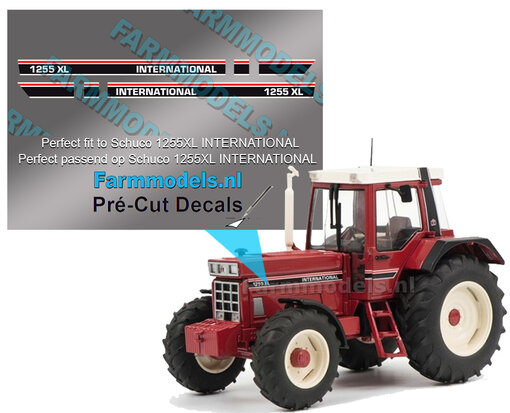 1255 XL INTERNATIONAL stickerset voor Schuco IH 1255XL/ 1455XL Pré-Cut Decals 1:32 Farmmodels.nl