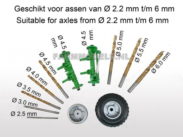 JOSKIN MODULO: 2x Vredestein Flotation Trac 800/60 R32 Banden &Oslash; 55.4 mm met ZWART gespoten Velgen + 2 OPVULRINGEN  1:32               