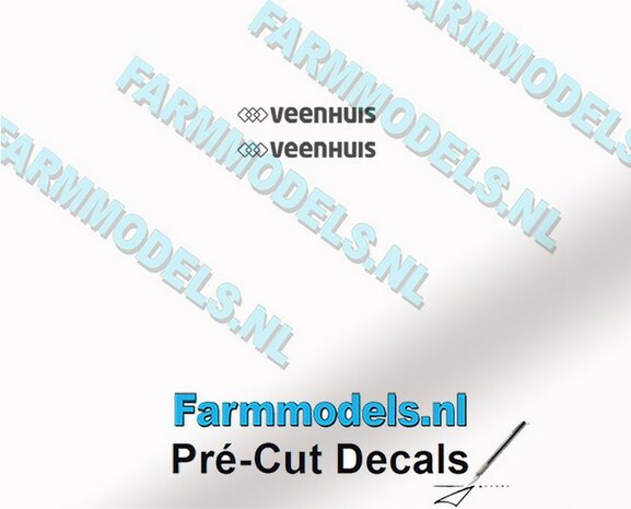 Veenhuis logo (new) 2mm hoog - op Transparant Pr&eacute;-Cut Decals 1:32 Farmmodels.nl