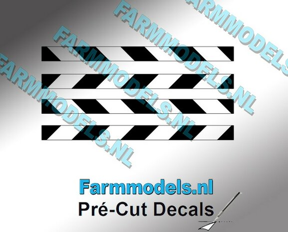 Verdrijvingsbord/ Verkeer stickers Zwart/ Transparant ong. 3mm x 40mm   Pr&eacute;-Cut Decals 1:32 Farmmodels.nl