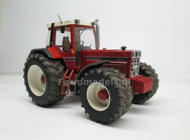 CASE IH 1455 &amp; IH WIKING: 2x Brede Banden &Oslash; 61 x 25 mm + ALUMINIUM velgen BLANK geleverd 1:32 Farmmodels Custom Line Series 