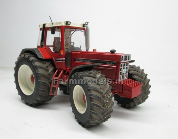 CASE IH 1455 &amp; IH WIKING: 2x Brede Banden &Oslash; 61 x 25 mm + ALUMINIUM velgen BLANK geleverd 1:32 Farmmodels Custom Line Series 