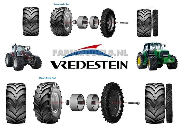 Vredestein Traxion XXL 710/60R30 (vooras) banden + Deutz grijze velgen + eindvertraging &Oslash; 51 mm , 1:32 Universele set