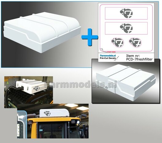 Overdruk filter/ Lucht Filter in WIT HOOGGLANS Gespoten geleverd  TYPE 4 INCL. STICKERSET 7FReshfilter afm. 27 mm x 23.6 x 7mm 1:32 