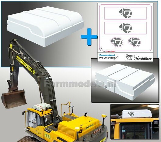 Overdruk filter/ Lucht Filter in WIT HOOGGLANS Gespoten geleverd  TYPE 4 INCL. STICKERSET 7FReshfilter afm. 27 mm x 23.6 x 7mm 1:32 