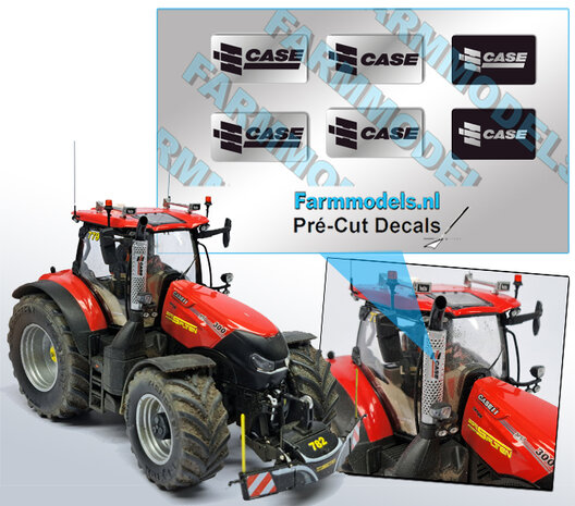 3x 2 stuks assorti stickers CASE IH tbv Beschermkap voor Uitlaat zwart/ chrome Pré-Cut Decals, Farmmodels.nl, 1:32