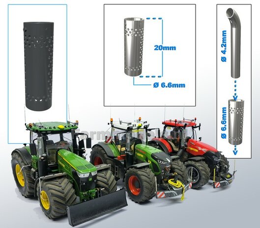 Beschermkap voor Uitlaat RESIN &Oslash; 6,6 mm x 20 mm, geschikt voor uitlaat serie met &Oslash; 4,2 mm   1:32  