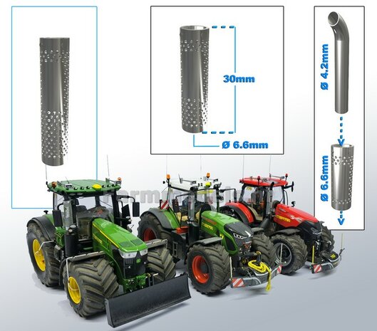 Beschermkap voor Uitlaat CHROOM gespoten &Oslash; 6,6 mm x 30 mm, geschikt voor uitlaat serie met &Oslash; 4,2 mm   1:32  