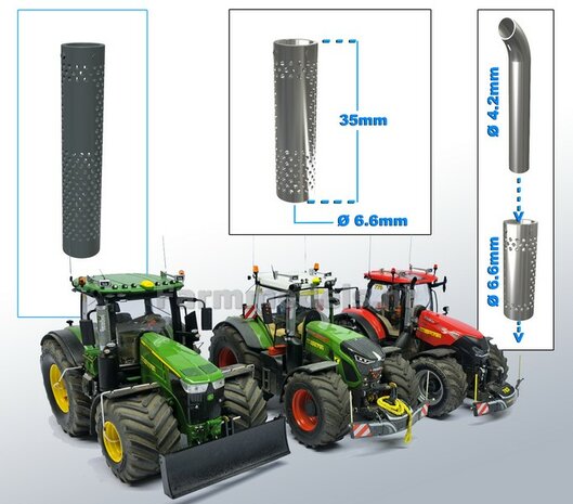 Beschermkap voor Uitlaat RESIN &Oslash; 6,6 mm x 35 mm, geschikt voor uitlaat serie met &Oslash; 4,2 mm   1:32  
