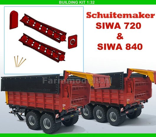 Doseerwalsen set, geschikt voor o.a. Schuitemaker Siwa 720 en 840 van UH, Schuitemaker UH ROOD geleverd   1:32  