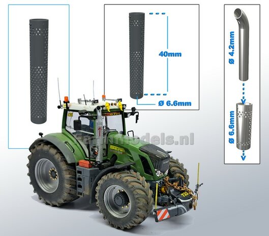 Beschermkap voor Uitlaat RESIN &Oslash; 6,6 mm x 40 mm, geschikt voor uitlaat serie met &Oslash; 4,2 mm   1:32  