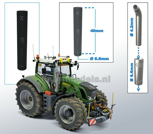 Beschermkap voor Uitlaat ZWART gespoten &Oslash; 6,6 mm x 40 mm, geschikt voor uitlaat serie met &Oslash; 4,2 mm   1:32  