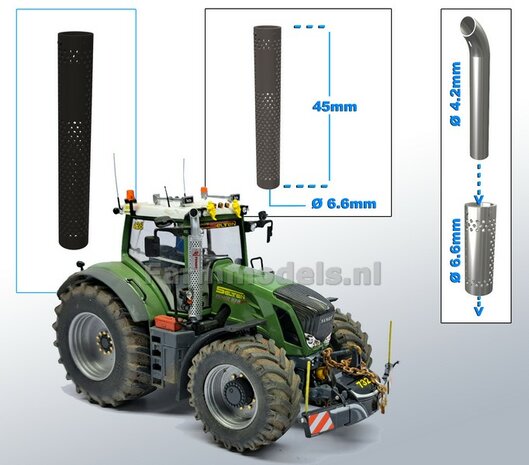 Beschermkap voor Uitlaat ZWART gespoten &Oslash; 6,6 mm x 45 mm, geschikt voor uitlaat serie met &Oslash; 4,2 mm   1:32  