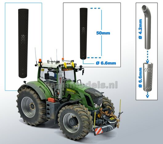 Beschermkap voor Uitlaat ZWART gespoten &Oslash; 6,6 mm x 50 mm, geschikt voor uitlaat serie met &Oslash; 4,2 mm   1:32  