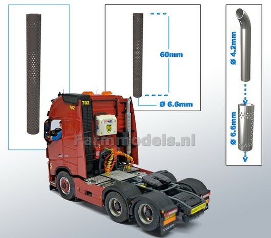 Beschermkap voor Uitlaat RESIN &Oslash; 6,6 mm x 60 mm, geschikt voor uitlaat serie met &Oslash; 4,2 mm   1:32  