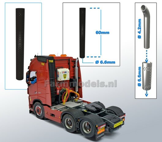 Beschermkap voor Uitlaat ZWART gespoten &Oslash; 6,6 mm x 60 mm, geschikt voor uitlaat serie met &Oslash; 4,2 mm   1:32  