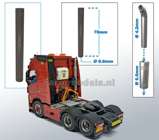 Beschermkap voor Uitlaat RESIN &Oslash; 6,6 mm x 70 mm, geschikt voor uitlaat serie met &Oslash; 4,2 mm   1:32   