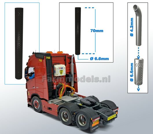 Beschermkap voor Uitlaat ZWART gespoten &Oslash; 6,6 mm x 70 mm, geschikt voor uitlaat serie met &Oslash; 4,2 mm   1:32  