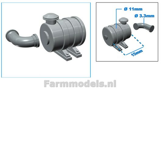 Luchtfilter Pot &Oslash; 11 mm x 15 mm + los bochtstuk &Oslash; 3.3 mm  RESIN 1:32