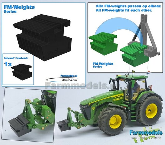 FM-Weight: VAST BLOK van (Front-) Gewicht platen 40KG OPDRUK, vast aan elkaar, ZWART GESPOTEN Geleverd   1:32