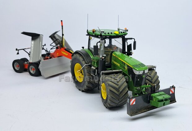 FM-Weight: (Front-) Gewicht platen set ZONDER OPDRUK, FENDT 942 CHASSIS GRIJS GESPOTEN:  8x gewichtplaten + 1x Trekoog-plaat + div. Trekhaak pinnen + 2x Messing as 1:32