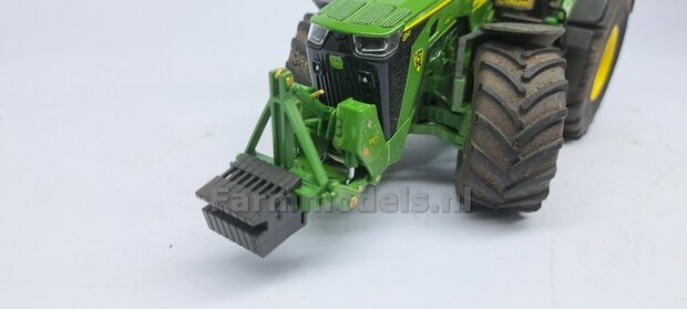 Gewichten drager chassis &quot;SMALL&quot; (FENDT) DONKER GRIJS GESPOTEN RESIN Vervanger fronthef, incl. diverse trekhaak pinnen in Alu. kleur  FM-Weight Series 1:32