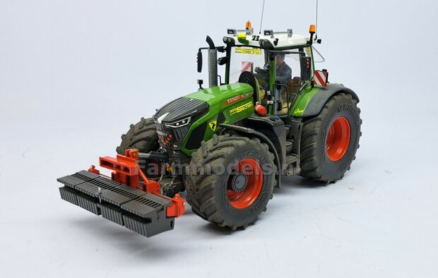 Gewichten drager chassis &quot;SMALL&quot; (FENDT) DONKER GRIJS GESPOTEN RESIN Vervanger fronthef, incl. diverse trekhaak pinnen in Alu. kleur  FM-Weight Series 1:32