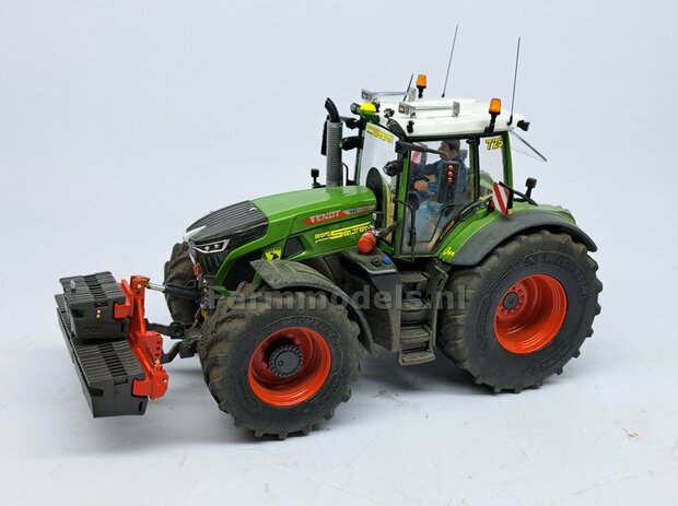 Gewichten drager chassis &quot;SMALL&quot; (FENDT) DONKER GRIJS GESPOTEN RESIN Vervanger fronthef, incl. diverse trekhaak pinnen in Alu. kleur  FM-Weight Series 1:32