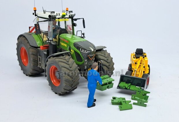 Gewichten drager BOK  &quot;LIGHT&quot; version (FENDT) DONKER GRIJS GESPOTEN RESIN/ METAAL  incl. diverse trekhaak pinnen in Alu. kleur FM-Weight Series  1:32 