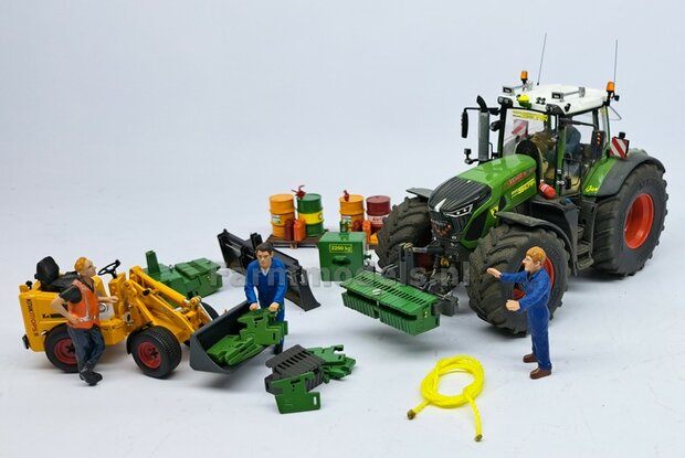 Gewichten drager BOK  &quot;WIDE&quot; + lights version (FENDT) DONKER GRIJS gespoten RESIN/ METAAL incl. diverse trekhaak pinnen in Aluminium kleur  FM-Weight Series:   1:32