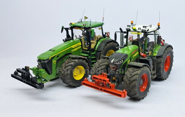 Gewichten drager BOK  &quot;TRACTOR PULL&quot; + lights version (FENDT) DONKER GRIJS gespoten RESIN/ METAAL incl. diverse trekhaak pinnen in Aluminium kleur  FM-Weight Series:   1:32