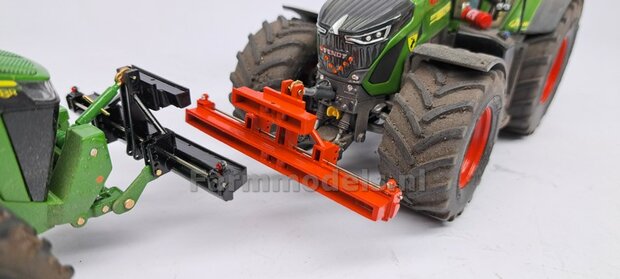 Gewichten drager BOK  &quot;TRACTOR PULL&quot; + lights version (FENDT) DONKER GRIJS gespoten RESIN/ METAAL incl. diverse trekhaak pinnen in Aluminium kleur  FM-Weight Series:   1:32